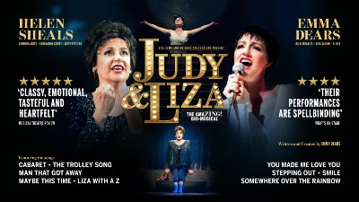Close ups of the cast of Judy and Liza against a black backdrop