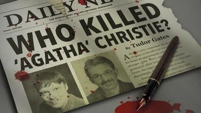 A black and white newspaper with the headline 'Who Killed 'Agatha' Christie?