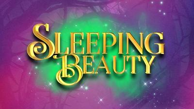 Gold letters read 'Sleeping Beauty' against a purple and green background. 
