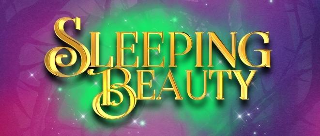 Gold lettering reads 'Sleeping Beauty' against a purple and green background