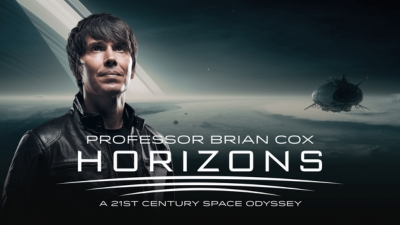 Professor Brian Cox against a grey background with white text reading 'Professor Brian Cox - Horizons'