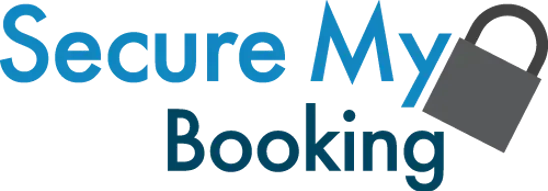 Secure My Booking logo with a padlock as part of the text based logo.