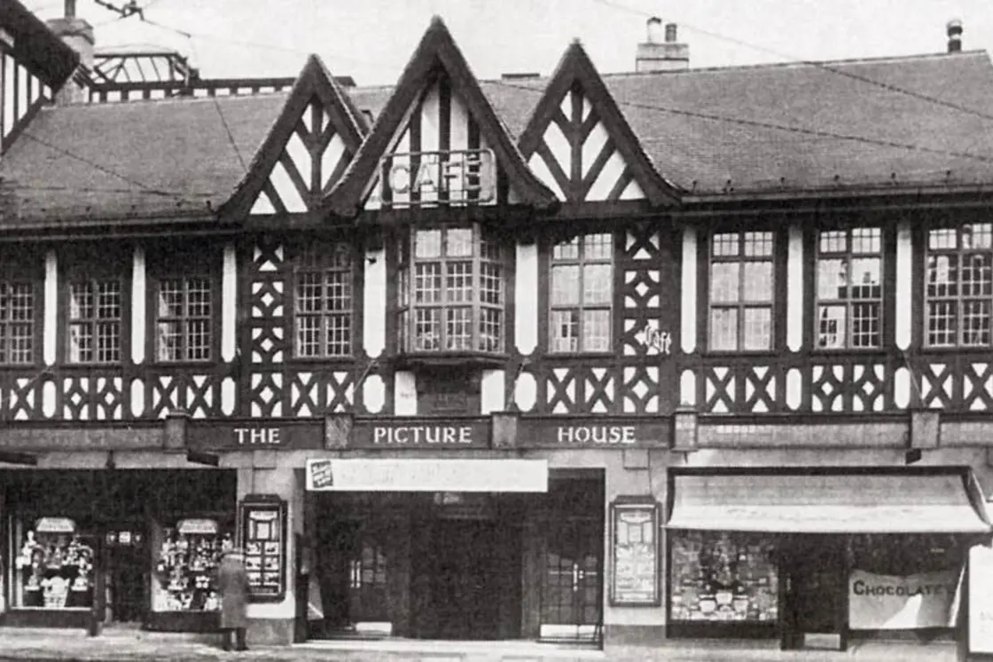 A black and white image of The Picture House before it was renamed the Winding Wheel